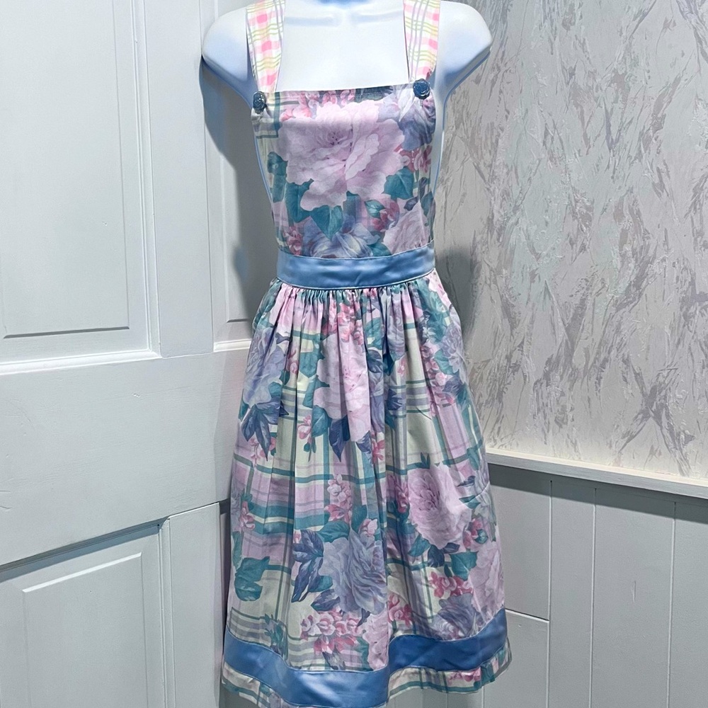 Dee's Designs Cottage Core handmade  multicolor Apron jumper dress XS